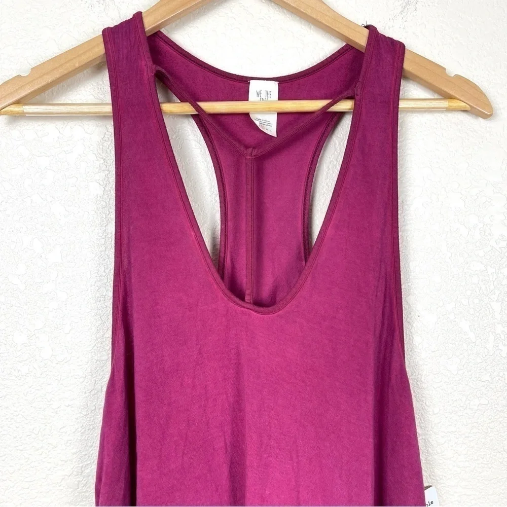 Free People Amelia Y-Strap Raspberry Sleeveless‎ Racerback Tank Top Sz Small Wmn